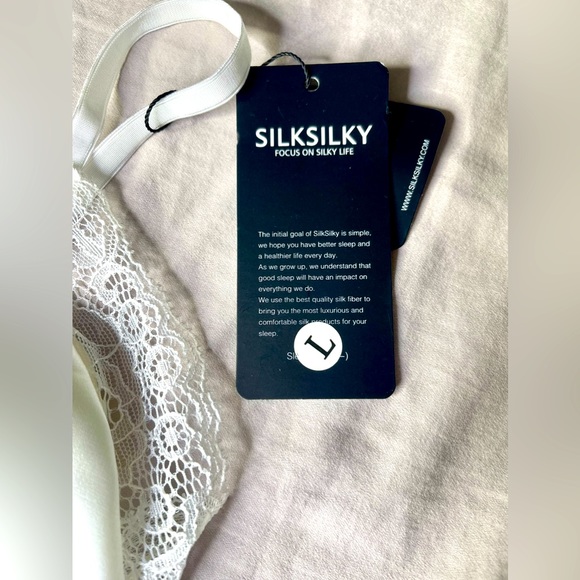 NWT Silksilky 100% Pure Silk -Silk Blend Solid Color Bra & Panty Set Color white - Picture 5 of 13